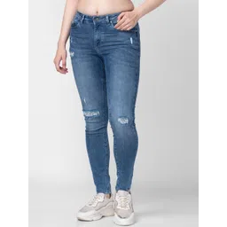 Being Human Women Mid-Rise Skinny Fit Mildly Distressed Light Fade Jeans-picture-26