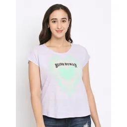 Being Human Women Purple Typography Printed T-shirt image 1