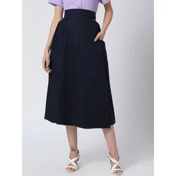 Being Human Woven Cotton Flared Midi Skirt-picture-39