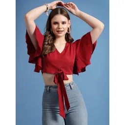 BEING NAUGHTY Kimono Sleeve Crepe Blouson Crop Top-picture-33