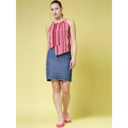 BEING NAUGHTY Striped Halter Neck Sleeveless Top With Skirt-picture-13