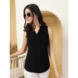 BEING NAUGHTY Women Cotton Self Design V-Neck Top-picture-19