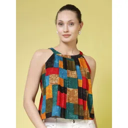 BEING NAUGHTY Women Printed Halter Neck Printed Crop Top-picture-15