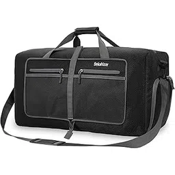 bekahizar Travel Bag Foldable Lightweight 60L Large Travel Bag Travel Bag Travel Bag Gym Bag Handbag with Shoe Compartment for Sports Travel Gym Holiday, Black, 64 x 29 x 34 cm-picture-48