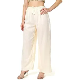 belenziera Flowy White Palazzo Pants for Women - 100% Rayon Wide Leg Bottoms with Stretch Waistband - Comfortable Lounge XS-7XL Plus Size-picture-13
