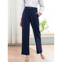 belfry Women Regular Fit Blue Cotton Blend Trousers-picture-12