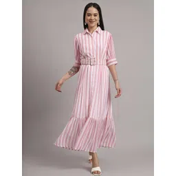 Belfry Women Striped Georgette Fit & Flare Maxi Dress-picture-11