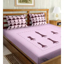 Purple Floral 150 TC Cotton Double Bedsheet With 2 Pillow Covers Mysterious Collection by Bella Casa-picture-33