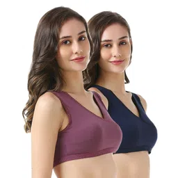 Bella Mama Cotton Blend Knit Sleep Bra wIth Eco Jiva Finish Pack Of 2 (Colour May Vary)-picture-22