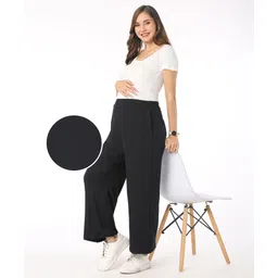 Bella Mama Cotton Elastane Full Length High Coverage Rib Knit Pant - Black-picture-12