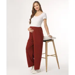 Bella Mama Cotton Elastane Full Length High Coverage Rib Knit Pant - Maroon-picture-20