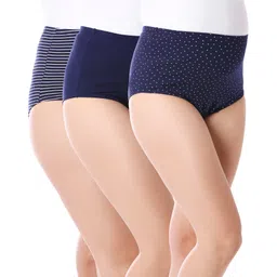 Bella Mama Cotton Elastane Knit High Coverage Panty Set With Polka Dot Print Pack of 3 (Color May Vary)-picture-25