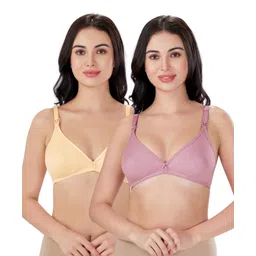 Bella Mama Cotton Elastane Knit Maternity Non Wired Nursing Bra Pack of 2 (Colour May Vary)-picture-37