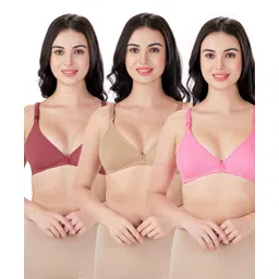 Bella Mama Cotton Elastane Knit Maternity Non Wired Nursing Bra Pack of 3 (Colour May Vary)-picture-19