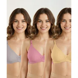 Bella Mama Cotton Elastane Knit Maternity Non Wired Nursing Bra Pack of 3 (Colour May Vary)-picture-23