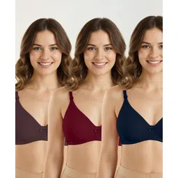 Bella Mama Cotton Elastane Knit Maternity Non Wired Nursing Bra Pack of 3 (Colour May Vary)-picture-33
