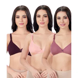 Bella Mama Cotton Elastane Knit Non Wired Nursing Bra Pack of 3 (Colour May Vary)-picture-11