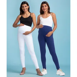 Bella Mama Full Length Maternity Leggings With Tummy Band - Pack of 2 (Color May Vary)-picture-32