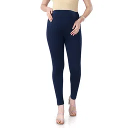 Bella Mama Full Length Maternity Leggings With Tummy Band Solid Color- Navy-picture-20