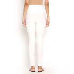 Bella Mama Full Length Maternity Leggings With Tummy Band - White image 3