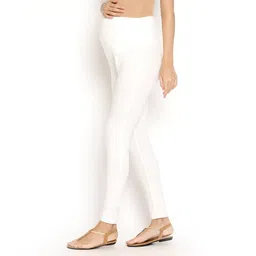 Bella Mama Full Length Maternity Leggings With Tummy Band - White image 4