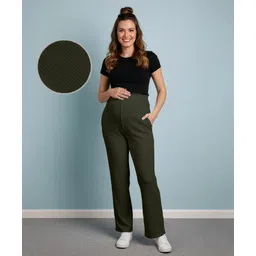 Bella Mama Knit Full Length Maternity High Coverage Rib Knit Pant - Olive Green-picture-18