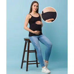 Bella Mama Maternity Nursing Knit Camisole - Black-picture-18