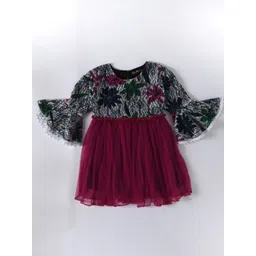 Bella Moda Floral Print Flared Sleeve Satin Fit & Flare Dress-picture-53