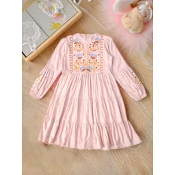 Bella Moda Girls Cotton Embroidered Fit & Flare Dress-picture-31