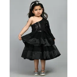 Bella Moda Girls Embellished One Shoulder Satin Midi Dress-picture-23