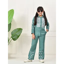 Bella Moda Girls Embroidered Long Sleeves Pure Cotton Shirt With Trouser-picture-40