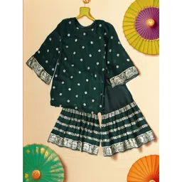 Bella Moda Girls Ethnic Motifs Woven Design Straight Kurta with Sharara-picture-20