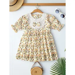 Bella Moda Girls Floral Print Puff Sleeve Fit & Flare Dress-picture-43