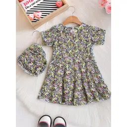 Bella Moda Girls Floral Printed Fit & Flare Dress With bloomer-picture-29