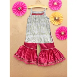 Bella Moda Girls Woven Design Straight Silk Georgette Kurta with Sharara-picture-37