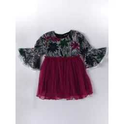 Bella Moda Kids Black & Magenta Embroidered Fit & Flare Dress-picture-36