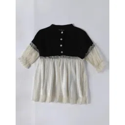 Bella Moda Kids Black & White Embellished Full Sleeves Fit & Flare Dress-picture-31