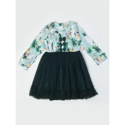 Bella Moda Kids Green Printed Full Sleeves Fit & Flare Dress-picture-29