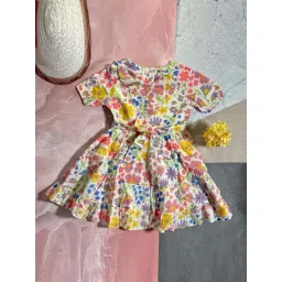 Bella Moda Kids Multicolor Cotton Floral Print Dress-picture-15
