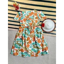 Bella Moda Kids Multicolor Cotton Floral Print Dress-picture-38