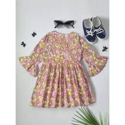 Bella Moda Kids Multicolor Floral Print Full Sleeves Fit & Flare Dress-picture-43
