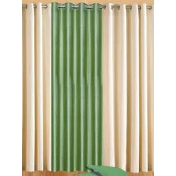 BELLA TRUE 3 Pcs Green & Cream Long Door Curtains-picture-32