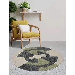 BELLA TRUE Beige & Green Printed Cotton Dhurries-picture-30