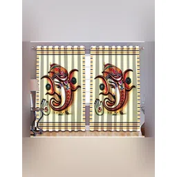 BELLA TRUE Beige & Pink 2 Pieces Ethnic Motifs Door Curtains-picture-13