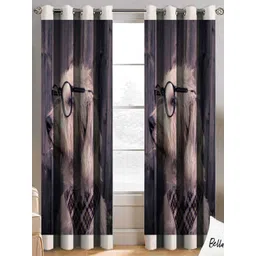 BELLA TRUE Black & Beige 2 Pieces Long Door Curtains-picture-33