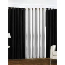 BELLA TRUE Black & White 3 Pieces Window Curtains-picture-34