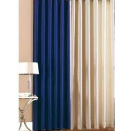 BELLA TRUE Blue & Cream 2 Pieces Black Out Window Curtains-picture-17