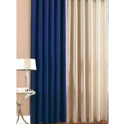 BELLA TRUE Blue & Cream 2 Pieces Eyelet Fitted Window Curtains-picture-19