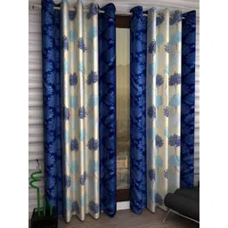 BELLA TRUE Blue & Cream 2 Pieces Floral Printed Door Curtains-picture-11