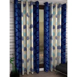 BELLA TRUE Blue & Cream 2 Pieces Floral Printed Door Curtains-picture-10